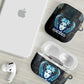 Wosret Winged Crown AirPods Case Egyptian Cyber Circuit Design in Futuristic Blue Theme