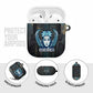 Wosret Winged Crown AirPods Case Egyptian Cyber Circuit Design in Futuristic Blue Theme