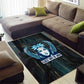 Wosret Winged Crown Area Rug Egyptian Cyber Circuit Design in Futuristic Blue Theme