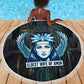 Wosret Winged Crown Beach Blanket Egyptian Cyber Circuit Design in Futuristic Blue Theme