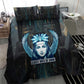 Wosret Winged Crown Bedding Set Egyptian Cyber Circuit Design in Futuristic Blue Theme