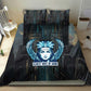 Wosret Winged Crown Bedding Set Egyptian Cyber Circuit Design in Futuristic Blue Theme