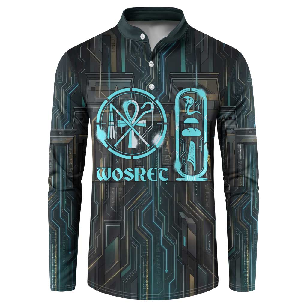 Wosret Winged Crown Button Sweatshirt Egyptian Cyber Circuit Design in ...