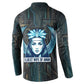 Wosret Winged Crown Button Sweatshirt Egyptian Cyber Circuit Design in Futuristic Blue Theme