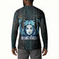 Wosret Winged Crown Button Sweatshirt Egyptian Cyber Circuit Design in Futuristic Blue Theme