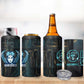 Wosret Winged Crown 4 in 1 Can Cooler Tumbler Egyptian Cyber Circuit Design in Futuristic Blue Theme