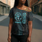 Wosret Winged Crown Cross Shoulder Shirt Egyptian Cyber Circuit Design in Futuristic Blue Theme