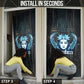 Wosret Winged Crown Door Cover Egyptian Cyber Circuit Design in Futuristic Blue Theme
