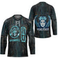 Wosret Winged Crown Hockey Jersey Egyptian Cyber Circuit Design in Futuristic Blue Theme