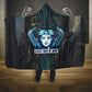 Wosret Winged Crown Hooded Blanket Egyptian Cyber Circuit Design in Futuristic Blue Theme