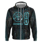 Wosret Winged Crown Hoodie Egyptian Cyber Circuit Design in Futuristic Blue Theme