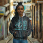 Wosret Winged Crown Hoodie Egyptian Cyber Circuit Design in Futuristic Blue Theme