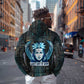 Wosret Winged Crown Hoodie Egyptian Cyber Circuit Design in Futuristic Blue Theme