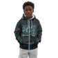 Wosret Winged Crown Kid Hoodie Egyptian Cyber Circuit Design in Futuristic Blue Theme