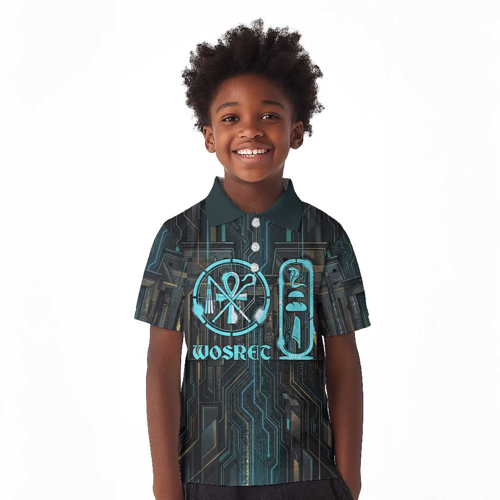 Wosret Winged Crown Kid Polo Shirt Egyptian Cyber Circuit Design in ...