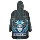 Wosret Winged Crown Kid Wearable Blanket Hoodie Egyptian Cyber Circuit Design in Futuristic Blue Theme