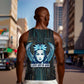 Wosret Winged Crown Men Tank Top Egyptian Cyber Circuit Design in Futuristic Blue Theme