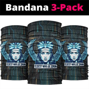 Wosret Winged Crown Neck Gaiter Egyptian Cyber Circuit Design in Futuristic Blue Theme