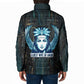 Wosret Winged Crown Padded Jacket Egyptian Cyber Circuit Design in Futuristic Blue Theme