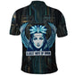 Wosret Winged Crown Polo Shirt Egyptian Cyber Circuit Design in Futuristic Blue Theme