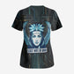 Wosret Winged Crown Scrub Top Egyptian Cyber Circuit Design in Futuristic Blue Theme
