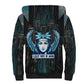 Wosret Winged Crown Sherpa Hoodie Egyptian Cyber Circuit Design in Futuristic Blue Theme