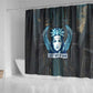 Wosret Winged Crown Shower Curtain Egyptian Cyber Circuit Design in Futuristic Blue Theme