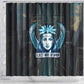 Wosret Winged Crown Shower Curtain Egyptian Cyber Circuit Design in Futuristic Blue Theme