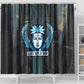 Wosret Winged Crown Shower Curtain Egyptian Cyber Circuit Design in Futuristic Blue Theme