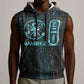 Wosret Winged Crown Sleeveless Hoodie Egyptian Cyber Circuit Design in Futuristic Blue Theme
