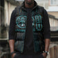 Wosret Winged Crown Sleeveless Puffer Jacket Egyptian Cyber Circuit Design in Futuristic Blue Theme
