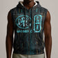Wosret Winged Crown Sleeveless Zip Hoodie Egyptian Cyber Circuit Design in Futuristic Blue Theme