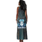 Wosret Winged Crown Tank Maxi Dress Egyptian Cyber Circuit Design in Futuristic Blue Theme