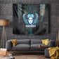 Wosret Winged Crown Tapestry Egyptian Cyber Circuit Design in Futuristic Blue Theme