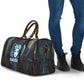 Wosret Winged Crown Travel Bag Egyptian Cyber Circuit Design in Futuristic Blue Theme