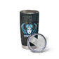 Wosret Winged Crown Tumbler Cup Egyptian Cyber Circuit Design in Futuristic Blue Theme