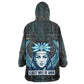 Wosret Winged Crown Wearable Blanket Hoodie Egyptian Cyber Circuit Design in Futuristic Blue Theme