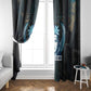 Wosret Winged Crown Window Curtain Egyptian Cyber Circuit Design in Futuristic Blue Theme