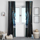 Wosret Winged Crown Window Curtain Egyptian Cyber Circuit Design in Futuristic Blue Theme