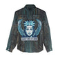 Wosret Winged Crown Women Casual Shirt Egyptian Cyber Circuit Design in Futuristic Blue Theme