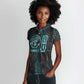 Wosret Winged Crown Women Polo Shirt Egyptian Cyber Circuit Design in Futuristic Blue Theme