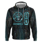 Wosret Winged Crown Zip Hoodie Egyptian Cyber Circuit Design in Futuristic Blue Theme