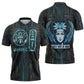 Wosret Winged Crown Zipper Polo Shirt Egyptian Cyber Circuit Design in Futuristic Blue Theme