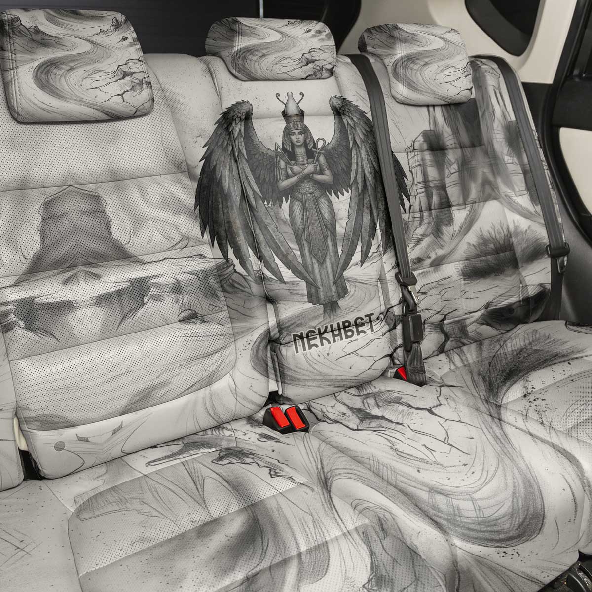 Nekhbet Egyptian Back Car Seat Cover Vulture Goddess Mother of Protection Wings Claws Desert