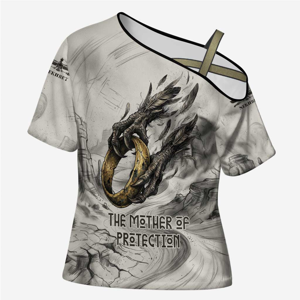 Nekhbet Egyptian Cross Shoulder Shirt Vulture Goddess Mother of Protection Wings Claws Desert