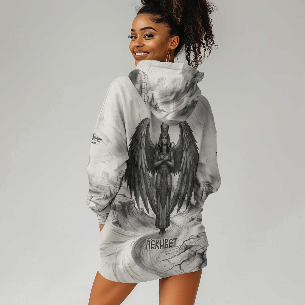 Nekhbet Egyptian Hoodie Dress Vulture Goddess Mother of Protection Wings Claws Desert
