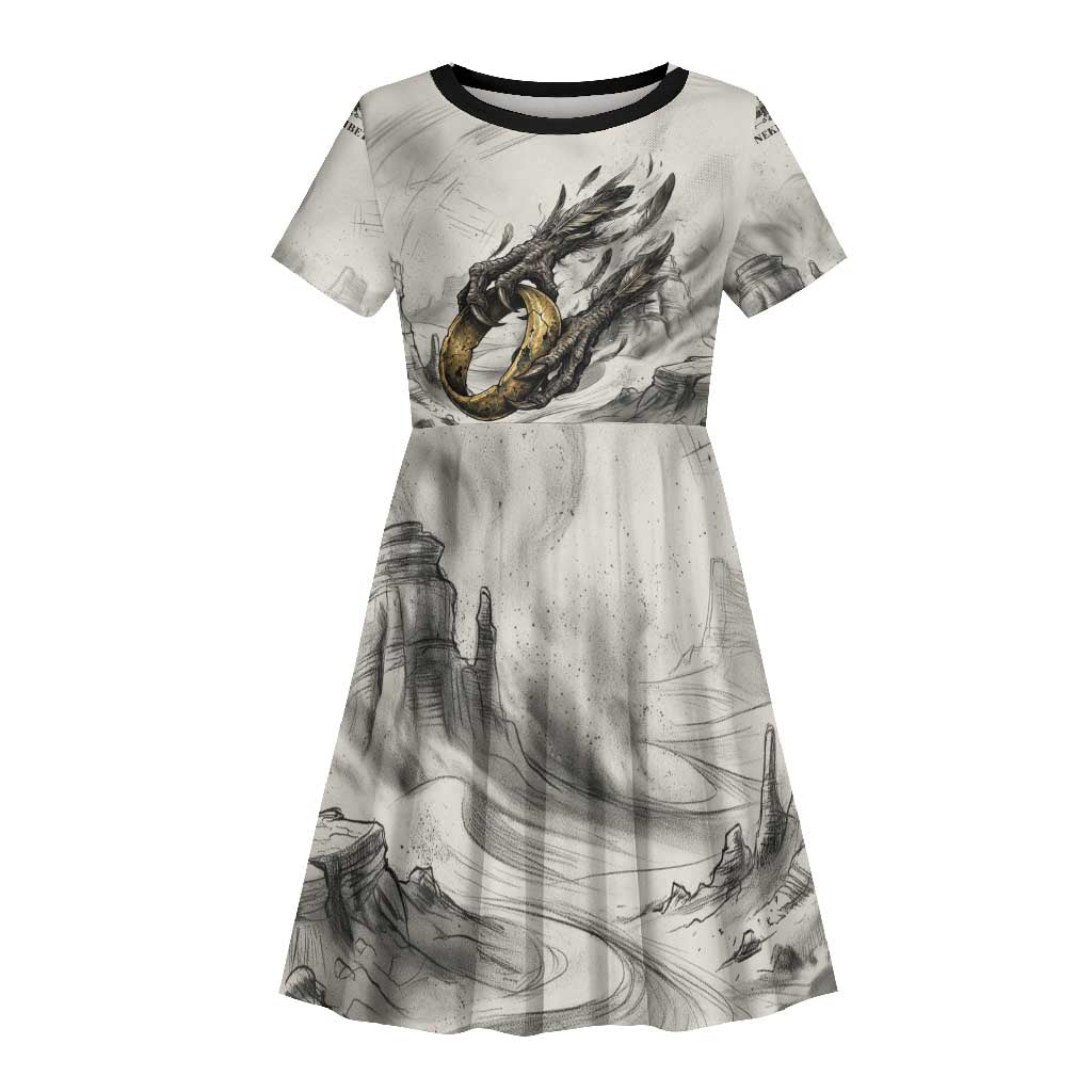 Nekhbet Egyptian Kid Short Sleeve Dress Vulture Goddess Mother of Protection Wings Claws Desert