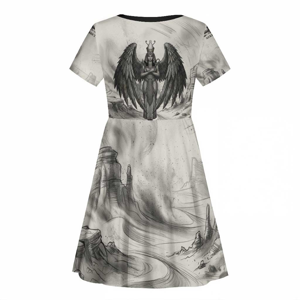 Nekhbet Egyptian Kid Short Sleeve Dress Vulture Goddess Mother of Protection Wings Claws Desert