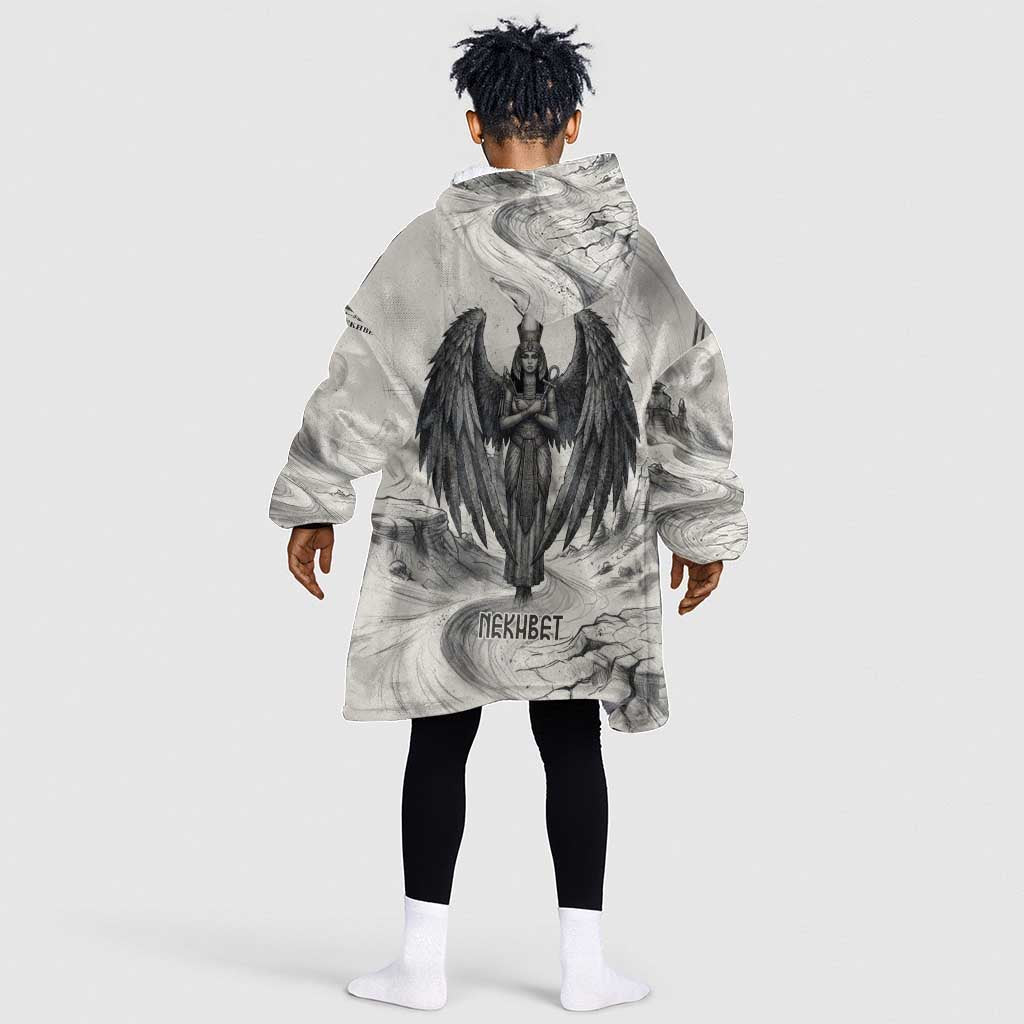 Nekhbet Egyptian Kid Wearable Blanket Hoodie Vulture Goddess Mother of Protection Wings Claws Desert
