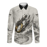 Nekhbet Egyptian Long Sleeve Button Shirt Vulture Goddess Mother of Protection Wings Claws Desert